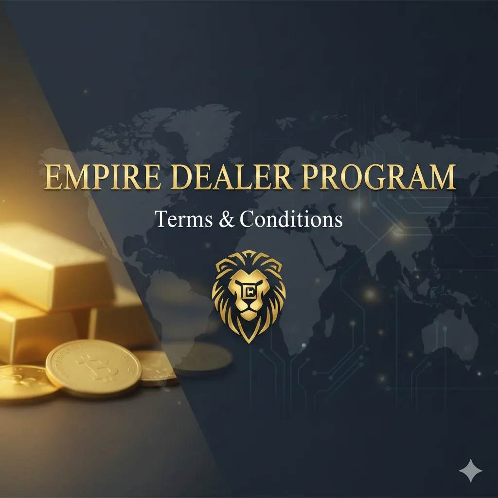 Empire Global Biz trademarked lion logo - Gold and silver coin minting South Africa - Premium precious metals dealer and trading network branding.